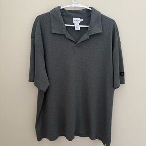 Calvin Klein Jeans Gray Textured Knit Collared Short Sleeve Polo Shirt